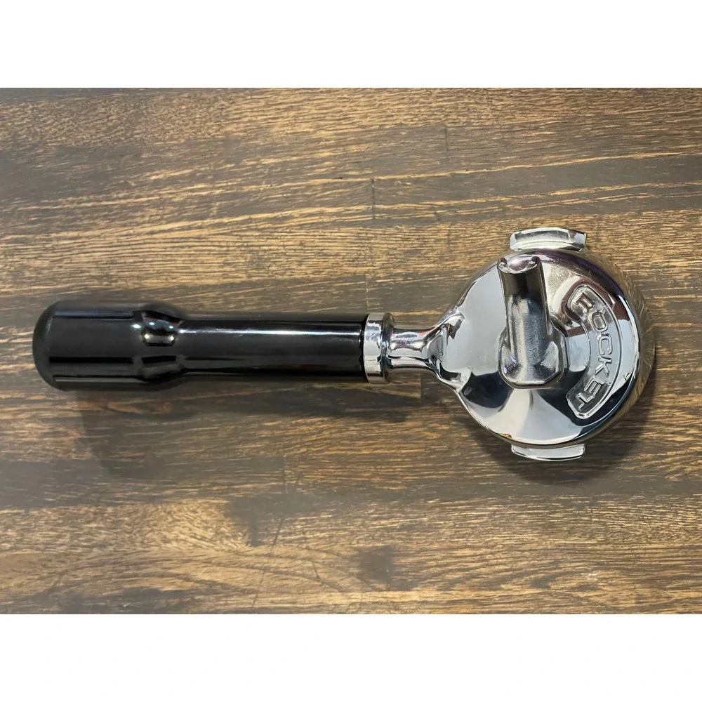 Rocket Espresso Single Spout Portafilter 58mm Chrome Black Handle E61 Group Head